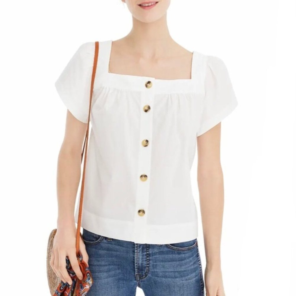 J.Crew Square Neck Button Front Top